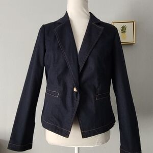 Chicos Jacket Women Blazer color blue  size 1(M-8)   Bottom Good Conditions